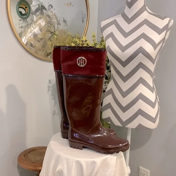 Tommy Hilfiger Shoes Tommy Hilfiger Maroon Rain Boots Poshmark